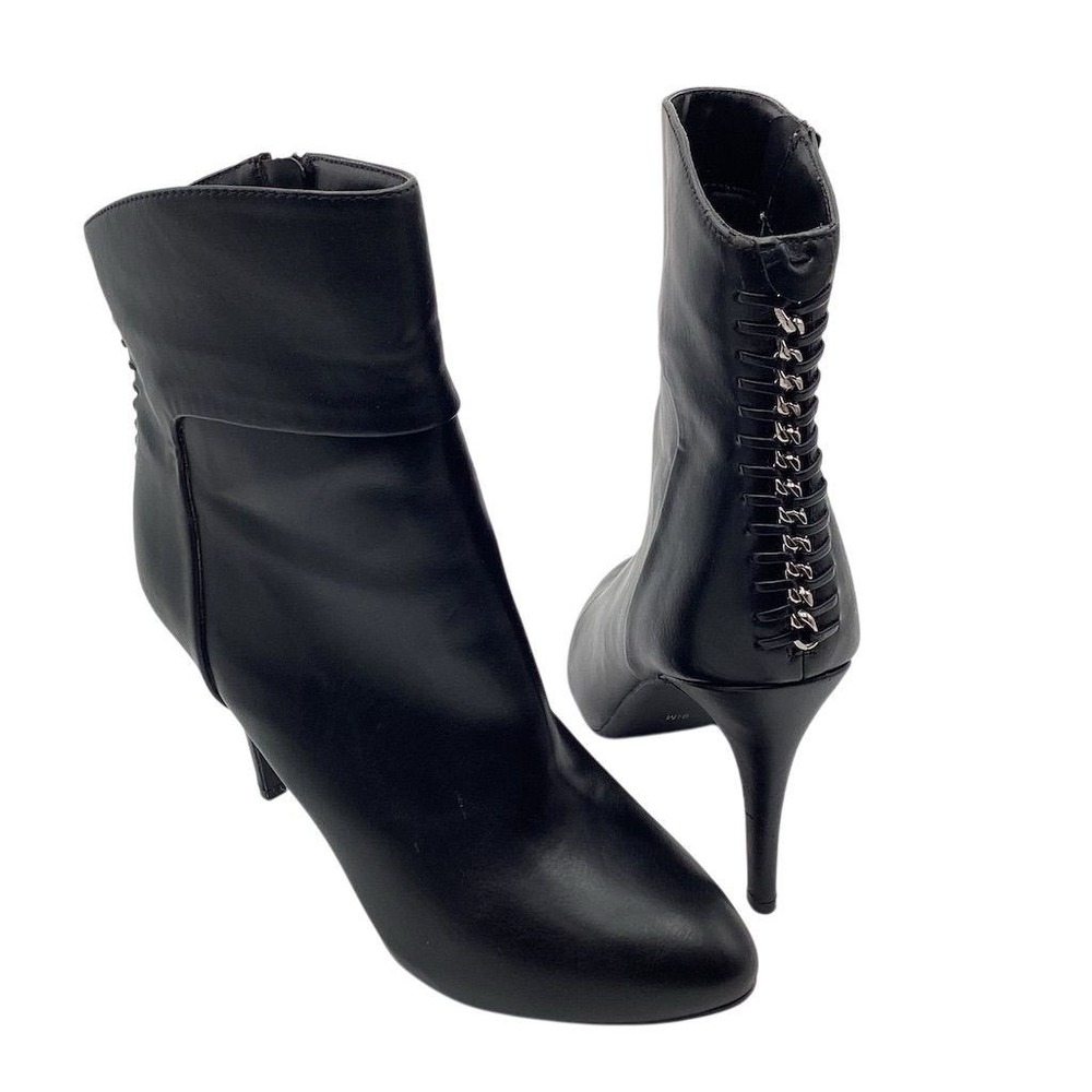 Impo Women's Black Ankle Booties Chain Detail Size 9.5